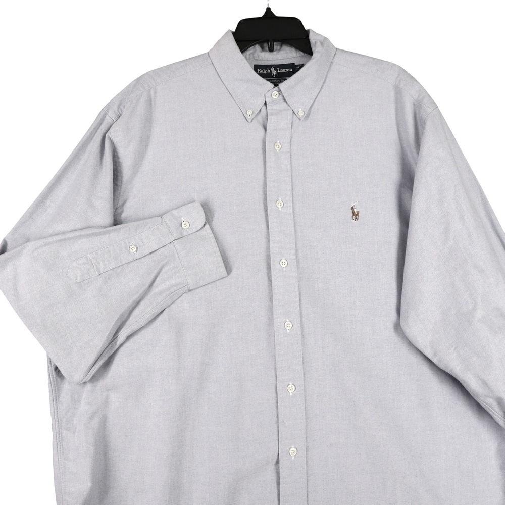 Ralph Lauren Button Yarmouth Down Shirt Mens 17.5 Blue Oxford Cotton Office